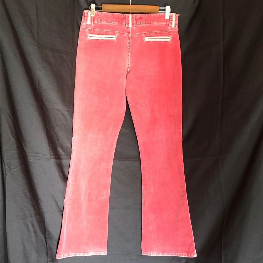 Vibrant pink Flare velvet Jeans for Women - Picture 4 of 12